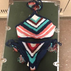 Aerie by AE multi-colored crocheted bikini